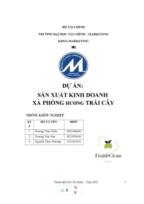 Tiểu luận dự án sản xuất kinh doanh xà phòng trái cây