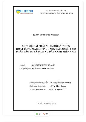 Một số giải pháp nhằm hoàn thiện hoạt động marketing mix tại công ty cổ phần đầu tư và dịch vụ đất xanh miền nam