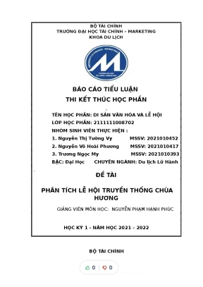 Tiểu luận đề tài phân tích lễ hội truyền thống chùa hương
