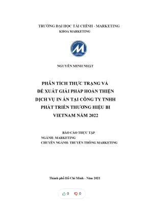 Tiểu luận phân tích thực trạng và đề xuất giải pháp hoàn thiện dịch vụ in ấn tại công ty tnhh phát triển thương hiệu bi vietnam năm 2022