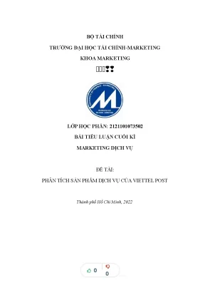 Tiểu luận marketing dịch vụ đề tài phân tích sản phẩm dịch vụ của viettel post