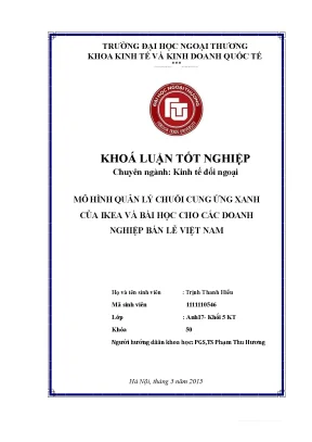 Tiểu luận mô hình quản lý chuỗi cung ứng xanh của ikea và bài học cho các doanh nghiệp bán lẻ việt nam