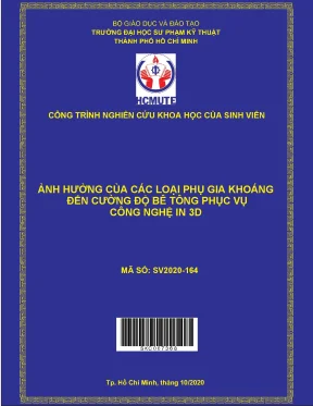 Hcmute ảnh hưởng của các loại phụ gia khoáng đến cường độ bê tông phục vụ công nghệ in 3d