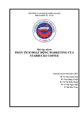 Tiểu luận tiểu luận phân tích hoạt động marketing của starbucks coffee
