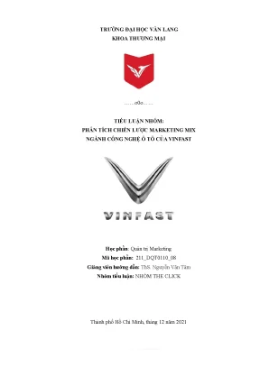 Tiểu luận nhóm phân tích chiến lược marketing mix ngành công nghệ ô tô của vinfast