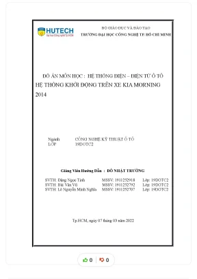 Tiểu luận đồ án môn học hệ thống điện điện tử ô tô hệ thống khởi động trên xe kia morning 2014