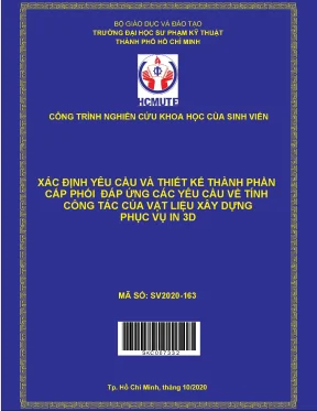 Hcmute xác định yêu cầu và thiết kế thành phần cấp phối đáp ứng các yêu cầu về tính công tác của vật liệu xây dựng phục vụ in 3d