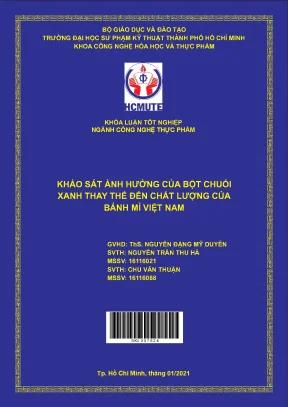 Đồ án hcmute khảo sát ảnh hưởng của bột chuối xanh thay thế đến chất lượng bánh mì việt nam