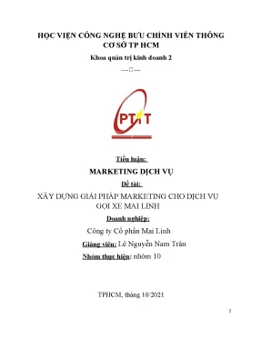 Tiểu luận tiểu luận marketing dịch vụ đề tài xây dựng giải pháp marketing cho dịch vụ gọi xe mai linh