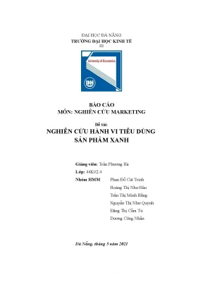 Tiểu luận báo cáo môn nghiên cứu marketing đề tài nghiên cứu hành vi tiêu dùng sản phẩm xanh