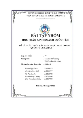 Tiểu luận bài tập nhóm học phần kinh doanh quốc tế ii đề tài cấu trúc và chiến lược kinh doanh quốc tế của apple
