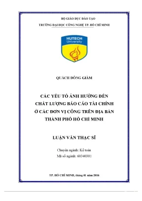 Tiểu luận các yếu ảnh hƣởng đến tố chất lƣợng báo cáo tài chính ở các đơn vị trên địa bàn công thành phố hồ chí minh