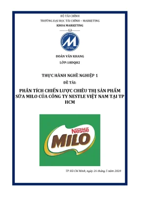 Tiểu luận phân tích chiến lược chiêu thị sản phẩm sữa milo của công ty nestle việt nam tại tp hcm