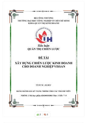 Tiểu luận quản trị chiến lược đề tài xây dựng chiến lược kinh doanh cho doanh nghiệp vissan