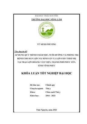 Tiểu luận thực hiện quy trình chăm sóc nuôi dưỡng và quản lý lợn nái sinh sản và lợn con theo mẹ tại trại lợn hoàng văn viện thành phố phúc yên tỉnh vĩnh phúc