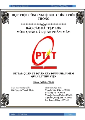 Bài tập lớn môn quản lý dự án phầm mềm đề tài quản lý dự án xây dựng phần mềm quản lý thư viện