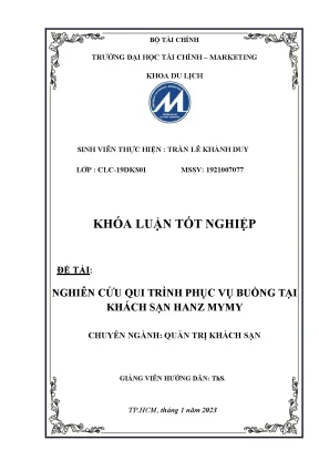 Tiểu luận nghiên cứu qui trình phục vụ buồng tại khách sạn hanz mymy