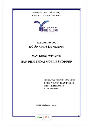 Báo cáo môn học đồ án chuyên ngành xây d ng website ự bán điện thoại mobile shop php