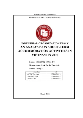 Tiểu luận industrial organization essay an analysis on short term accommodation activities in vietnam in 2010