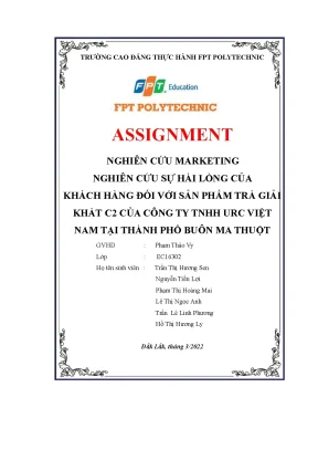 Tiểu luận nghiên cứu marketing nghiên cứu sự hài lòng của khách hàng đối với sản phẩm trà giải khát c2 của công ty tnhh urc việt nam tại thành phố buôn ma thuột