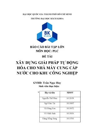 Tiểu luận xây dựng giải pháp tự động hóa cho nhà máy cung cấp nước cho khu công nghiệp