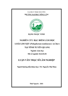 Tiểu luận nghiên cứu đặc điểm lâm học loài lim xẹt peltophorum tonkinensis a chev tại tỉnh tuyên quang