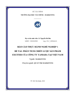 Tiểu luận phân tích chiến lượcsảnphẩmexciter của công ty yamahatại việtnam