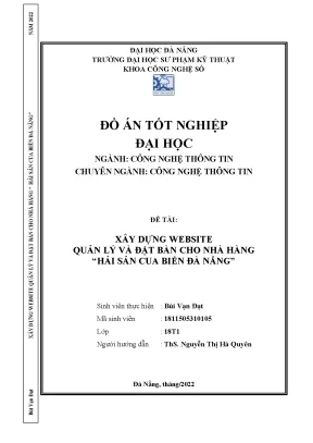 Đồ án tốt nghiệp xây dựng website quản lý và đặt bàn cho nhà hàng hải sản cua biển đà nẵng