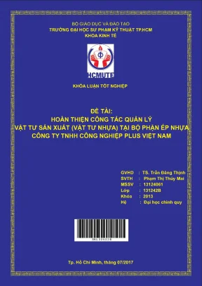 Đồ án hcmute hoàn thiện công tác lập kế hoạch sản xuất tại nhà máy may 1 của công ty cổ phần may việt thắng