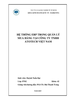 Tiểu luận hệ thống erp trong quản lý mua hàng tại công ty tnhh atotech việt nam