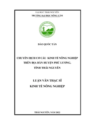 Chuyển dịch cơ cấu kinh tế nông nghiệp trên địa bàn huyện phú lương tỉnh thái nguyên