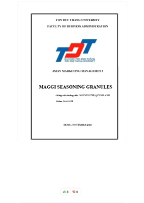 Tiểu luận maggi seasoning granules swot analysis swot of nestlé maggi