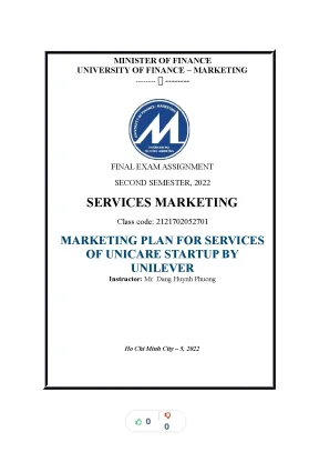 Tiểu luận marketing plan for services of unicare startup by unilever