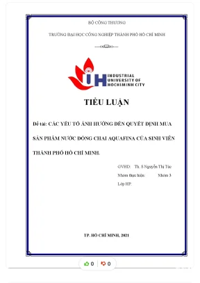 Các y u tố ảnh hưởng đế ết đị n quy nh mua sản phẩm nước đóng chai aquafina của sinh viên thành ph h chí minh