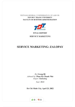 Tiểu luận final report service marketing service marketing zalopay