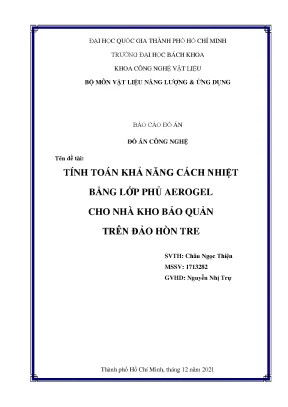 Tiểu luận tính toán khả năng cách nhiệt bằng lớp phủ aerogel cho nhà kho bảo quản trên đảo hòn tre