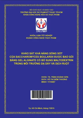 Đồ án hcmute khảo sát khả năng sống sót của saccharomyces boularsii bao gói bằng alginate có bổ sung maltodextrin trong môi trường dạ dày và dịch ruột