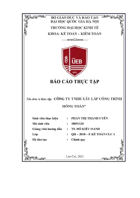 Tiểu luận báo cáo thực tập tên đơn vị thực tập công ty tnhh xây lắp công trình hồng toàn