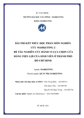 Tiểu luận nghiên cứu hành vi lựa chọn cửa hàng tiện lợi của sinh viên ở thành phố hồ chí minh