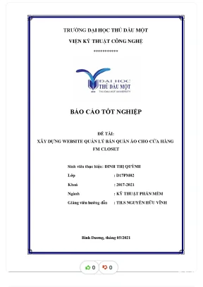 Báo cáo tốt nghiệp đề tài xây dựng website quản lý bán quần áo cho cửa hàng fm closet
