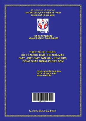 Đồ án hcmute thiết kế hệ thống xử lý nước thải cho nhà máy giấy bột giấy tân mai kon tum công suất 4800 m3 ngày đêm