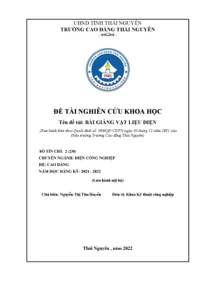 Tiểu luận đề tài nghiên cứu khoa học tên đề tài bài giảng vật liệu điện