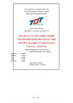 Thương mại điện tử xây dựng ý tưởng khởi nghiệp với mô hình kinh doanh kết hợp thương mại điện tử detox trái cây sấy étienne