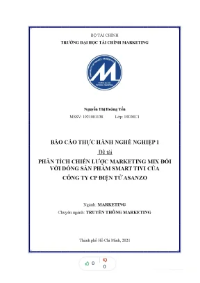 Tiểu luận phân tích chiến lược marketing mix đối với dòng sản phẩm smart tivi của công ty cp điện tử asanzo
