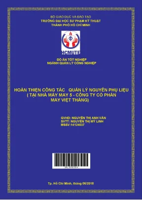 Đồ án hcmute hoàn thiện công tác quản lý nguyên phụ liệu tại nhà máy may 5 công ty cổ phần may việt thắng