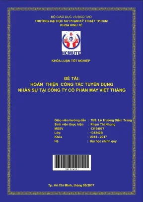 Đồ án hcmute hoàn thiện công tác tuyển dụng nhân sự tại công ty cổ phần may việt thắng