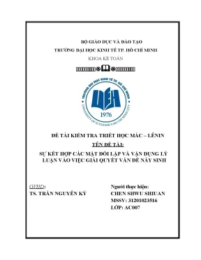 Tiểu luận triết học mác lênin tên đề tài sự kết hợp các mặt đối lập và vận dụng lý luận vào việc giải quyết vấn đề nảy sinh
