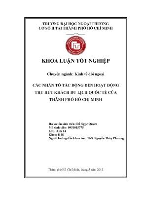 Tiểu luận các nhân tố tác động đến hoạt động thu höt khách du lịch quốc tế của thành phố hồ chí minh