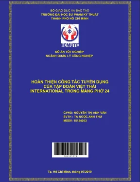 Đồ án hcmute hoàn thiện công tác tuyển dụng của tập đoàn việt thái international trong mảng phở 24