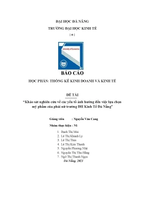 Tiểu luận khảo sát nghiên cứu về các yếu tố ảnh hưởng đến việc lựa chọn mỹ phẩm của phái nữ trường đh kinh tế đà nẵng